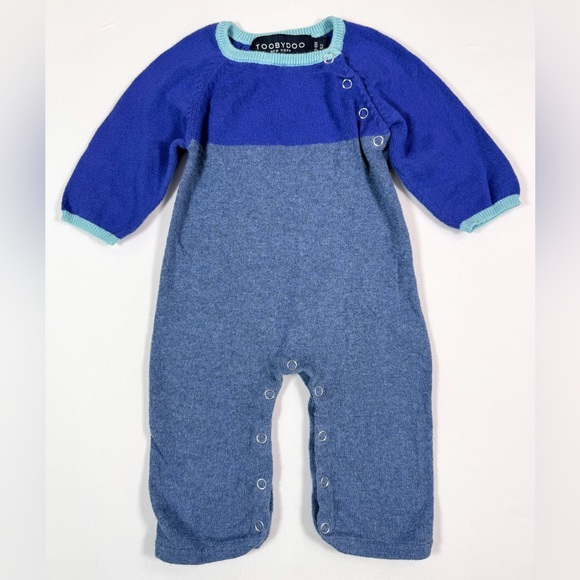 TOOBYDOO NEW YORK Blue And Purple Colorblock Cashmere Blend Romper 3–6M - Picture 1 of 8